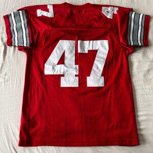 Ohio State Buckeyes Football Jersey by Nike in Scarlett, #47 AJ Hawk, Mens S